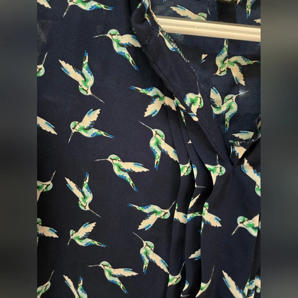41 Hawthorn Navy Bird Print Blouse - Picture 3 of 4
